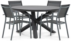 Tuinset Ronde Tuintafel 4 personen 125 cm Aluminium Grijs  Lifestyle Garden Furniture Sella/Livorno