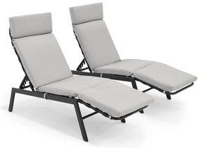 Set van twee grijze Lobos Garden Point ligstoelen
