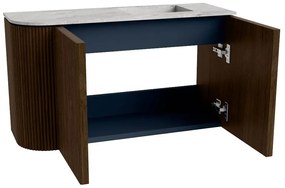 Mondiaz Joya DLux 70cm toiletmeubel ronding links walnut met wastafel faye rechts zonder kraangat glace