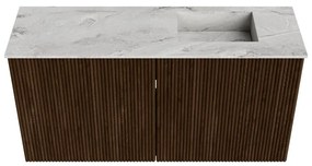 Mondiaz Joya DLux 80cm toiletmeubel walnut met wastafel faye rechts zonder kraangat glace