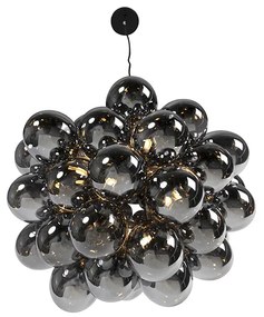 Design hanglamp zwart met smoke glas 8-lichts rond - Uvas