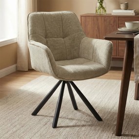 Beige Eetkamerstoel Met Stiksels