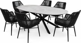 Puccini Chianti dining tuinset 220x120xH75 cm 7 delig antraciet keramiek