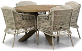 Tuinset Ronde Tuintafel 4 personen  Rope Taupe  4 Seasons Outdoor Puccini/Sand