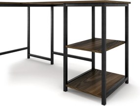 Nancy's Sunnyvale Bureau - Bureaus - Hoekbureau - L-Vormig - Industrieel - Zwart/Bruin - 145 x 140 x 75 cm
