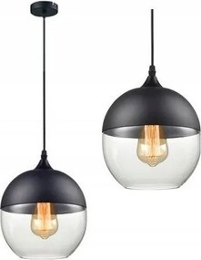 Hangende glazen plafondlamp Zenit A Zwart