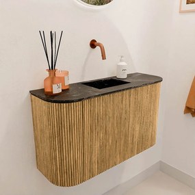 Mondiaz Joya DLux 75cm toiletmeubel ronding links/rechts oak met wastafel faye midden zonder kraangat lava