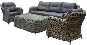 Barakaldo stoel bank loungeset 4 delig bruin grijs wicker