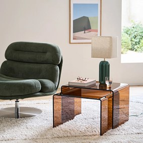 Set van 2 mimi tafels in gehard glas, Joan