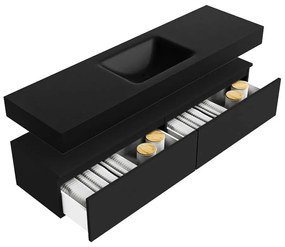 Zaro Alan badmeubel 160cm urban 2 lades met vrijhangende wastafel cloud midden zonder kraangat urban
