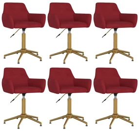 vidaXL Eetkamerstoelen draaibaar 6 st fluweel wijnrood