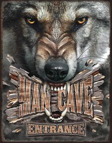 Metalen bord Man Cave Wolf