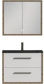 Tiger Boston badmeubel met spiegelkast en zwarte wastafel 80cm chalet eiken