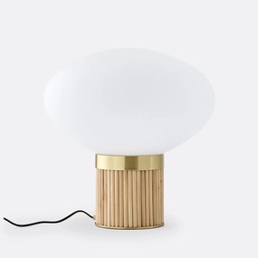 Lamp XL in messing, bamboe en opaline glas, Dolce