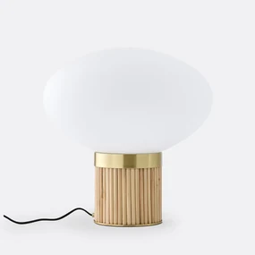 Lamp XL in messing, bamboe en opaline glas, Dolce