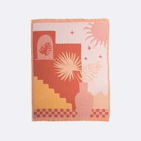 Plaid in jacquard met franjes, Santorin