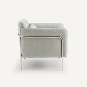 Fauteuil in geextureerde stof en satijn nikkel, Alistair