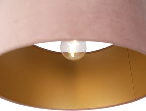 Hanglamp zwart met roze kap en gouden binnenkant 35cm 3-lichts - Cava