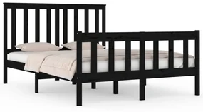 vidaXL Bedframe massief grenenhout zwart 140x190 cm