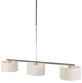 Moderne hanglamp staal met witte kappen 3-lichts - VT