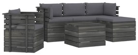 vidaXL 6-delige Loungeset met kussens pallet massief grenenhout