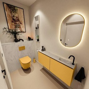 MONDIAZ TURE-DLUX 120cm toiletmeubel Ocher. EDEN wastafel Opalo positie rechts. Met 1 kraangat. TUREDX120OCHR1OPA