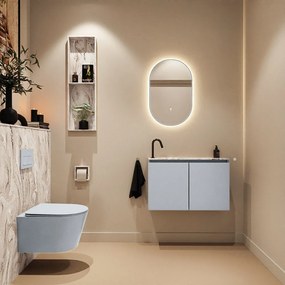 Mondiaz Ture DLux toiletmeubel 80cm clay met wastafel glace links met kraangat