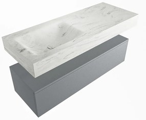 Mondiaz Alan DLux badmeubel 120cm plata 1 lade met wastafel opalo links zonder kraangat