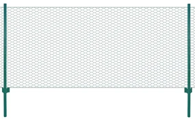 vidaXL Draadgaashek met palen 25x1 m staal groen