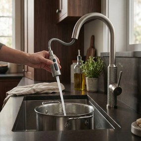 Keukenkraan Rea Master Brush Nickel