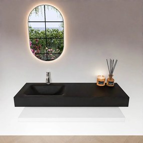 Zaro Alan badmeubel 130cm met planchet talc en vrijhangende wastafel cloud links 1 kraangat urban