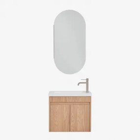Narek Zwevend Houten Badkamermeubelset Met Geïntegreerde Wastafel Ash Brown & Ovaal Met Opbergruimte 45x90 Cm Abner & Bruin - Mokka ?20 Cm - Sklum