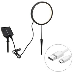 Prikspot zwart 50 cm incl. LED oplaadbaar en solar IP65 - Adalind