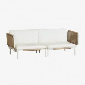 Tuinmodulaire 2-delige Bank Met 2 Hoekmodules Van Roubly-staal Beige Amandelroos - Sklum