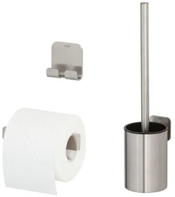 Tiger Colar Toilet Accessoireset - toiletrolhouder - zonder klep - toiletborstelhouder - handdoekhaak - zelfklevend - geborsteld RVS 1314400901