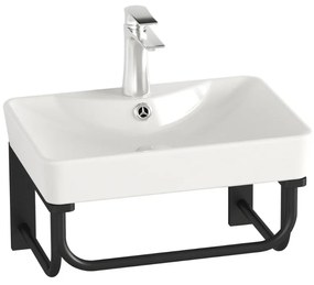 Badstuber Delta witte wastafelset 41x29x70cm met spiegel en zwart plankje