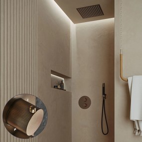 Saniclear Cube Stripes Pro inbouw regendouche rond met inbouw douchekop 30x30cm en staafhanddouche verouderd messing
