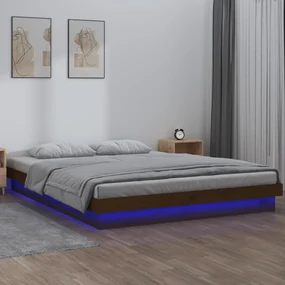 vidaXL Bedframe LED massief hout honingbruin 140x190 cm