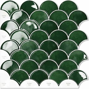 Tegelsticker Piastrelli groen Vissenschub - 30.5 cm x 30.5 cm x 0.11 cm | 0.09 kg | Paneli zelfklevende steenstrips