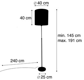 Stoffen Vloerlamp zwart kap pauw dessin 40 cm verstelbaar - Parte Klassiek / Antiek E27 Binnenverlichting Lamp