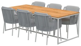 4 Seasons Outdoor Bernini eetset frozen met Quatro tafel teak blad 220 cm SALE  Tuinset    houtkleur weerbestendig