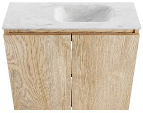 Mondiaz Ture DLux toiletmeubel 60cm washed oak met wastafel opalo rechts zonder kraangat