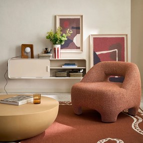 Compacte gestoffeerde fauteuil, bekleed met gestructureerde stof, INAGA