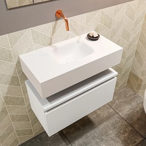 Mondiaz Andor toiletmeubel 60cm mat wit met witte wastafel midden zonder kraangat