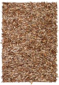 vidaXL Tapijt shaggy hoogpolig 190x280 cm echt leer tan
