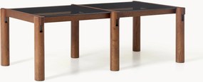 Eettafel Rory van eikenhout met glazen tafelblad, in verschillende formaten