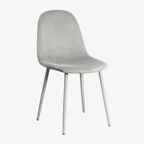 Set Van 4 Eetkamerstoelen In Stof En Staal Glamm Deluxe Grijs – Taupe – Koel & Corduroy Nerts Grijs - Sklum