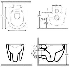 Sapho Infinity randloos toilet 53x36,5cm ivoor