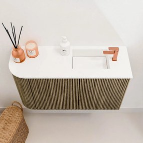 Mondiaz Joya 70cm toiletmeubel ronding links dusk met wastafel faye rechts 1 kraangat talc