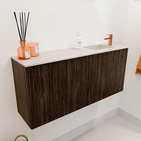 Mondiaz Joya DLux 90cm toiletmeubel walnut met wastafel faye rechts 1 kraangat meli
